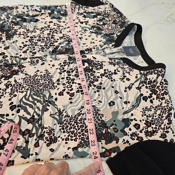 LYSSE New York Camonimal Top Size Medium Mixed Media Animal Print Tunic Mob Wife - Picture 11 of 12